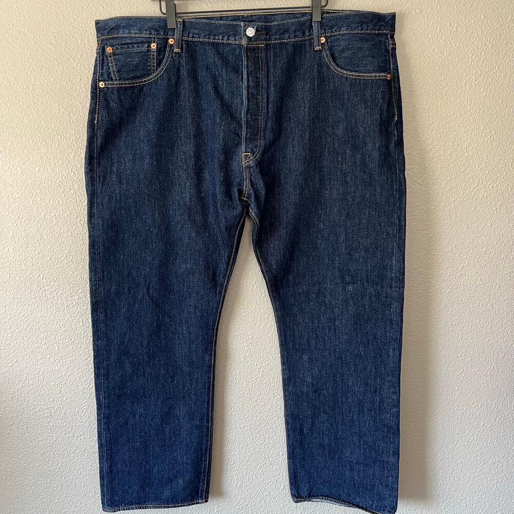 Levi's 501 Dark Wash Button Fly Mens Ridged Denim Jeans W44 L30 Pockets Cotton